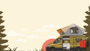 Grafik von einem Reisemobil mit Dachzelt