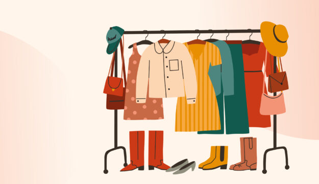 Symbolbild für Second-Hand-Kleidermarkt. Grafik Kleiderständer ©freepic